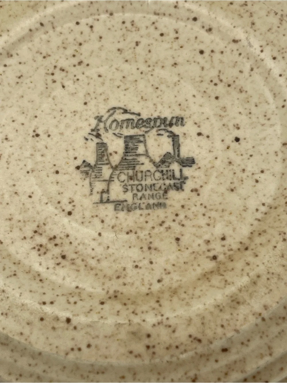 Set of 4 Homespun Churchill Stonecast Range Cream Speckled Bowls 7.25” England